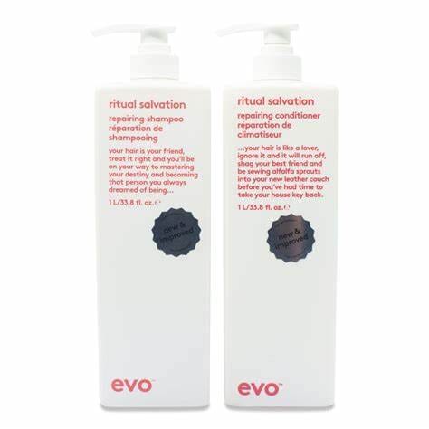 Evo Ritual Salvation Shampoo & Conditioner 1000ml Duo (Salon Backwash Size with free pumps)