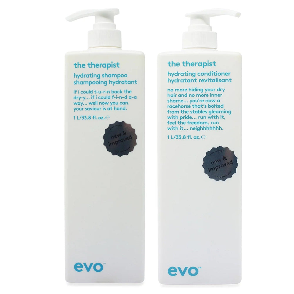 Evo Therapist Shampoo & Conditioner 1000ml Duo (Salon Backwash Size with free pumps)